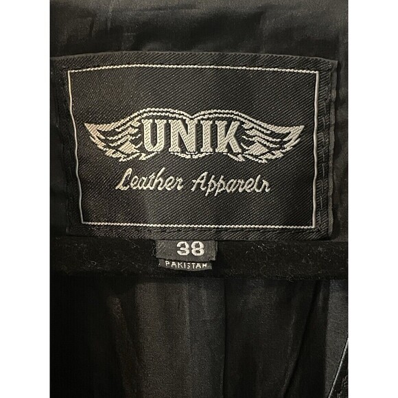 UNIK Leather Apparel Men’s Black Sleeveless Biker Motorcycle Vest Size 38 - Picture 2 of 9
